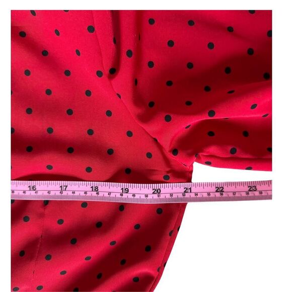 Ms Chaus Womens Dress Long Sleeve Red & Black Polka Dot Size 12 Vintage Holiday - Picture 9 of 11